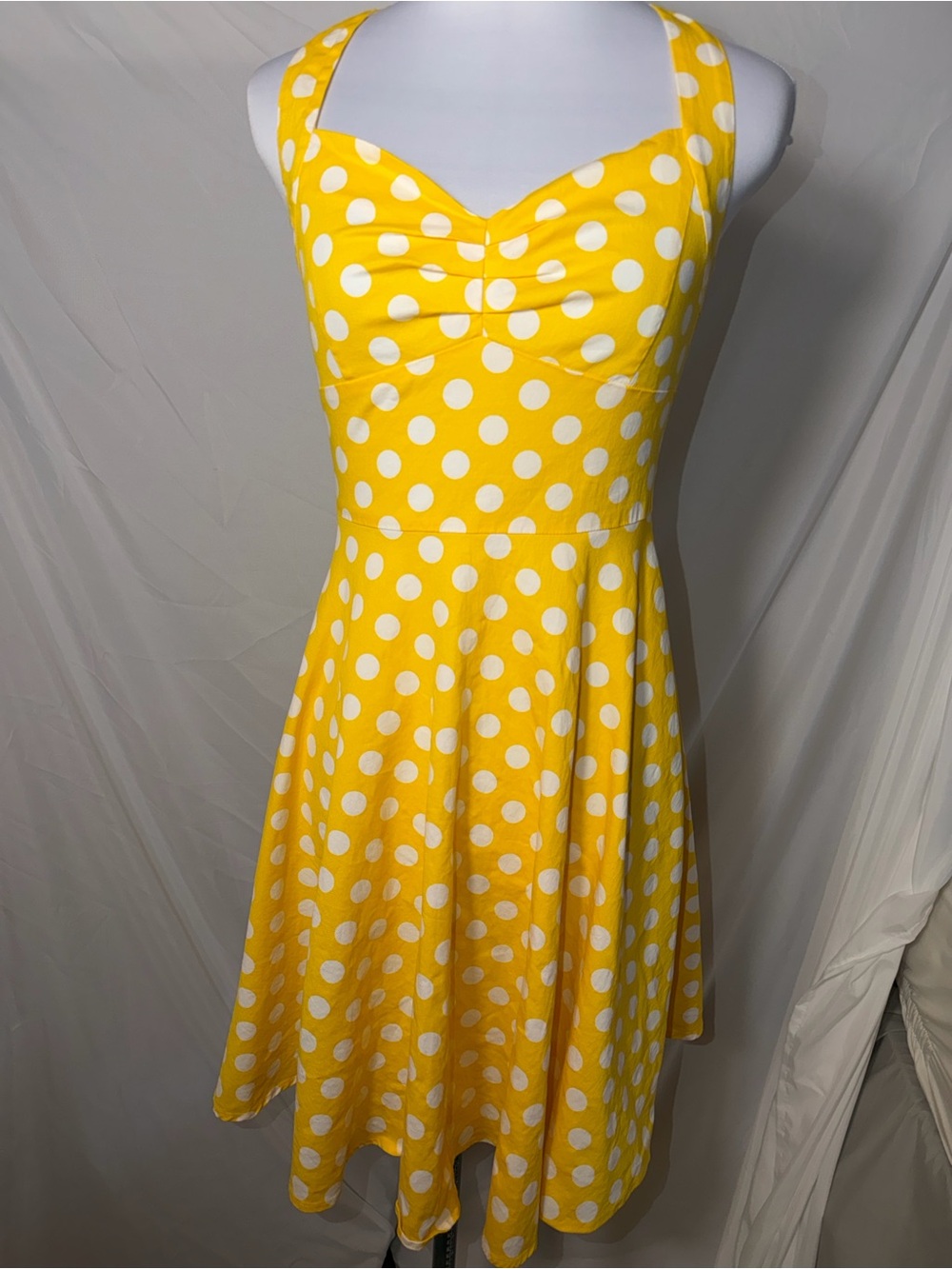 Yellow Polka Dot retro style swing dress